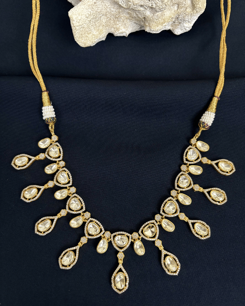 Amriti Moissanite Necklace | Screw Back | 18K Gold Plating