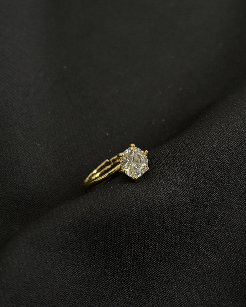 2 Carat Solitaire Diamond Ring | Adjustable Size | Gold Plating