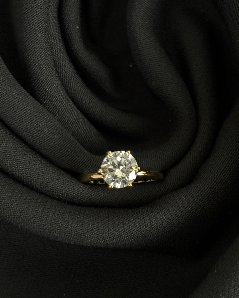 2 Carat Solitaire Diamond Ring | Adjustable Size | Gold Plating