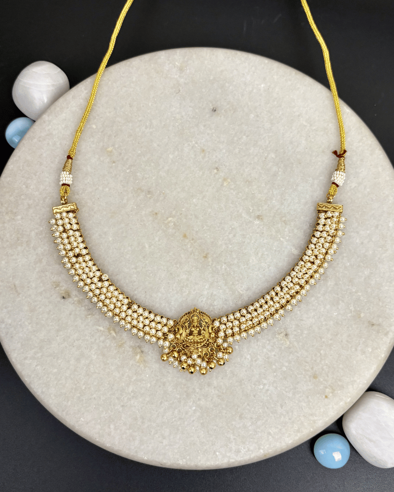 Vaidehi Golden Temple Pearl Necklace