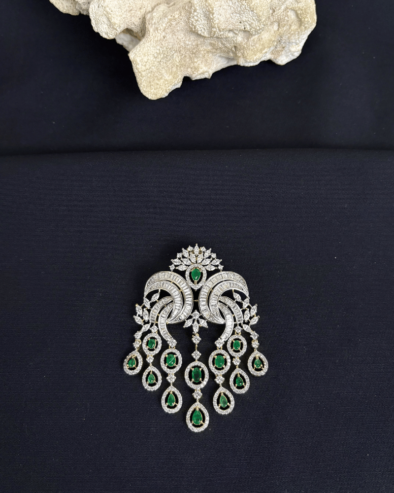 Imperial 7 Emeralds Fall Pendant Set | Screw Back