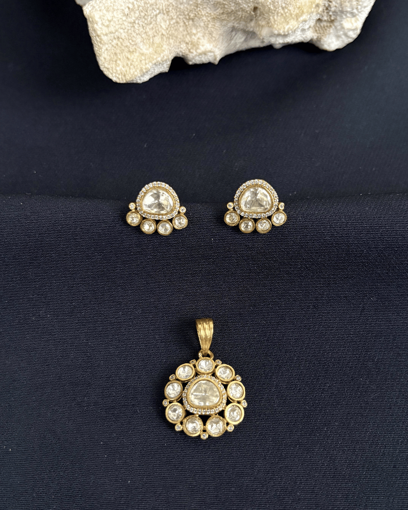 Ivara Moissanite Pendant Set | Screw Back | 18K Gold Plating