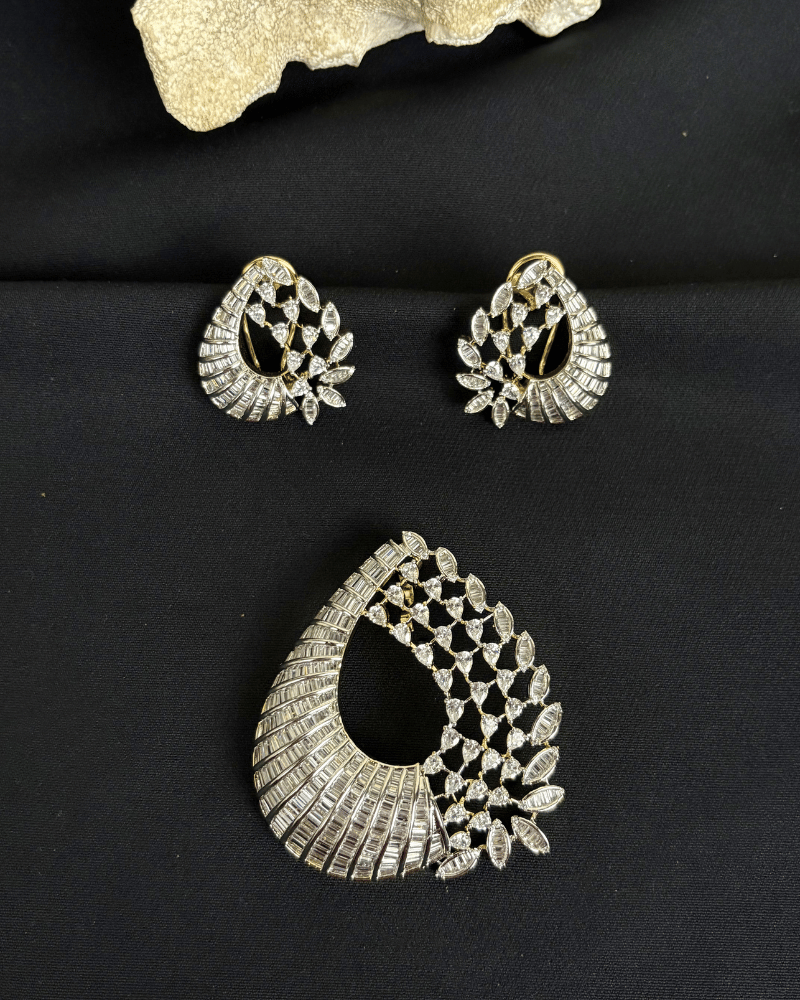 Infinity Moon Drop Diamond Pendant Set | Big Size | Screw Back