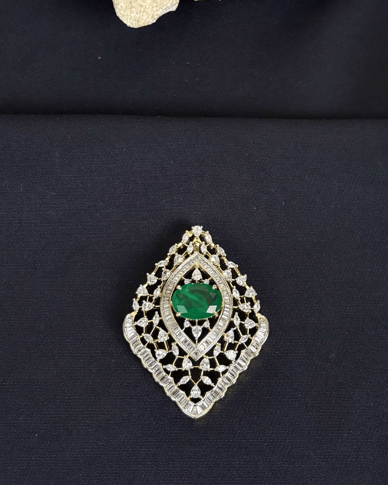 Royal Emerald Diamond Pendant | Big Size | Screw Back