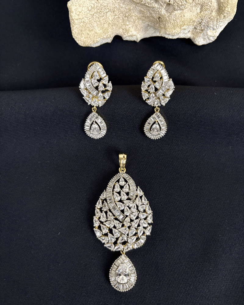 Zivah Crystal Drop Pendant Set | Screw Back