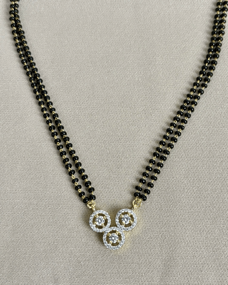 Three Solitaire Double Line Mangalsutra | Screw Back