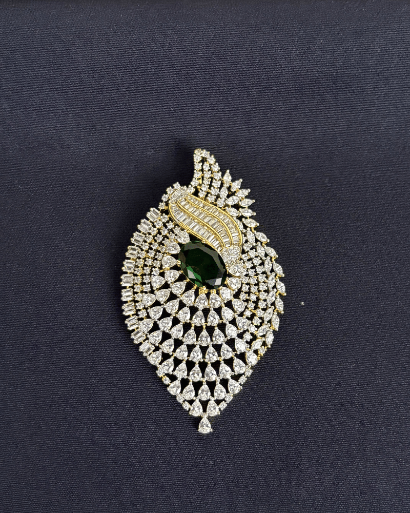 Nazakat Kairi Emerald Pendant Set | Big Size | Screw Back