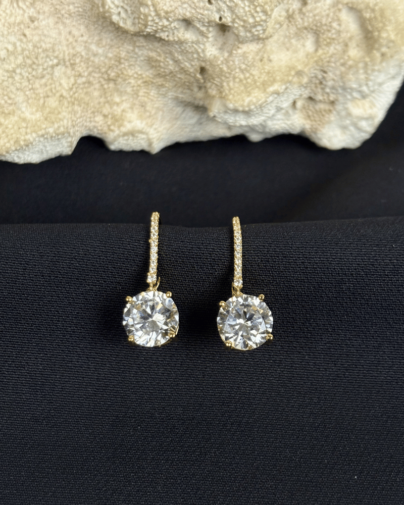 Ira 2 Carat Solitaire Danglers | Gold Plating