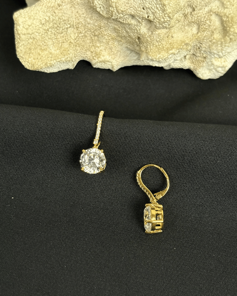 Ira 2 Carat Solitaire Danglers | Gold Plating