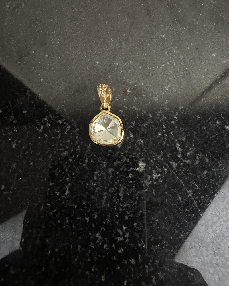 Aaravali Moissanite Pendant Set | Screw Back | 18K Gold Plating