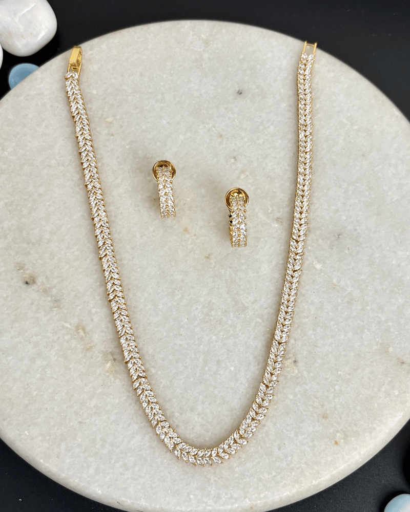 Leafline Diamond Necklace | Rhodium Plating | Gold