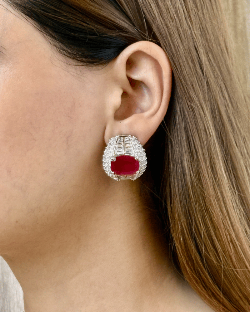 Raina Regal Crystal Studs | Rhodium Plating