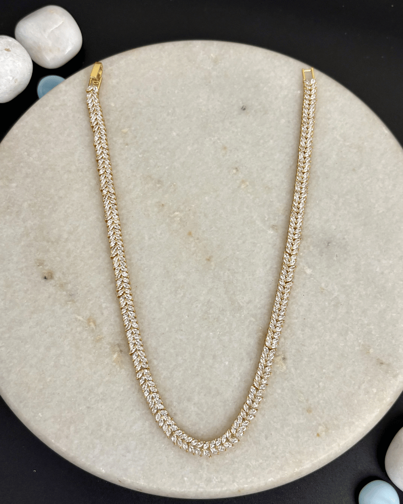 Leafline Diamond Necklace | Rhodium Plating | Gold