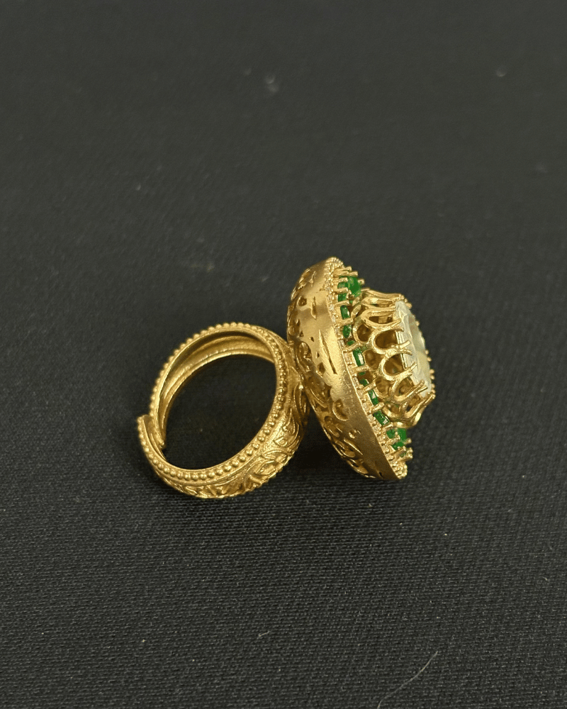 Emerald Crest Royale Ring | Adjustable Size | 18K Gold Plating
