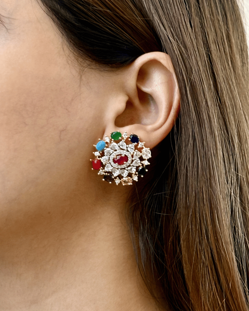 Navratna Pendant Set | Without Chain