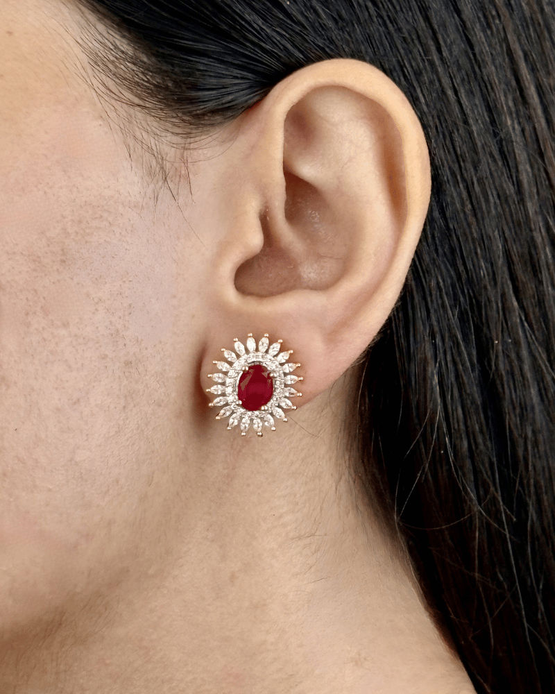 Arunika Ruby Diamond Pendant Set | Without Chain