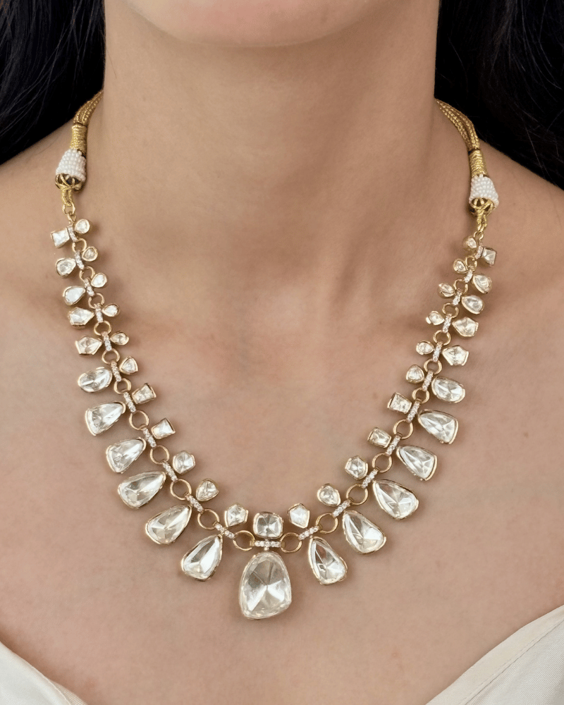 Noor-e-Raaj Moissanite Necklace | Screw Back | 18K Gold Plating