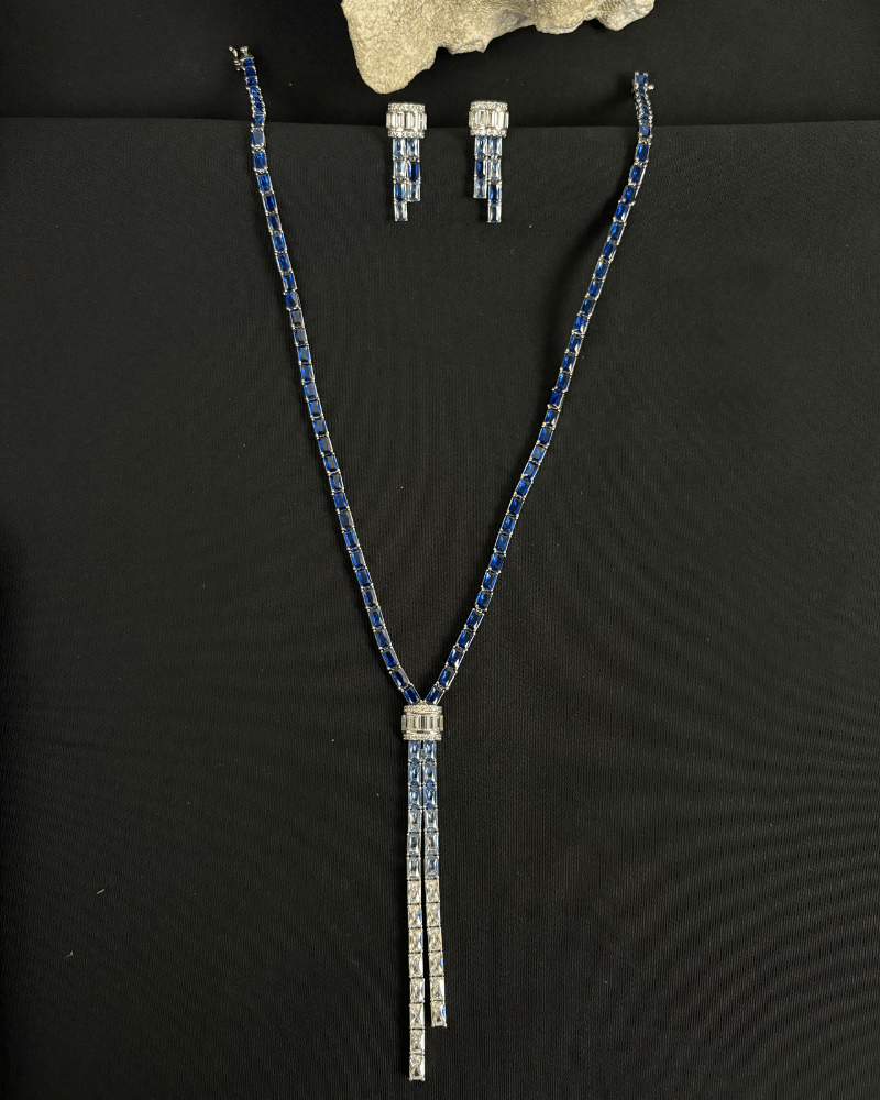 Neelara Sapphire Necklace | Rhodium Plating