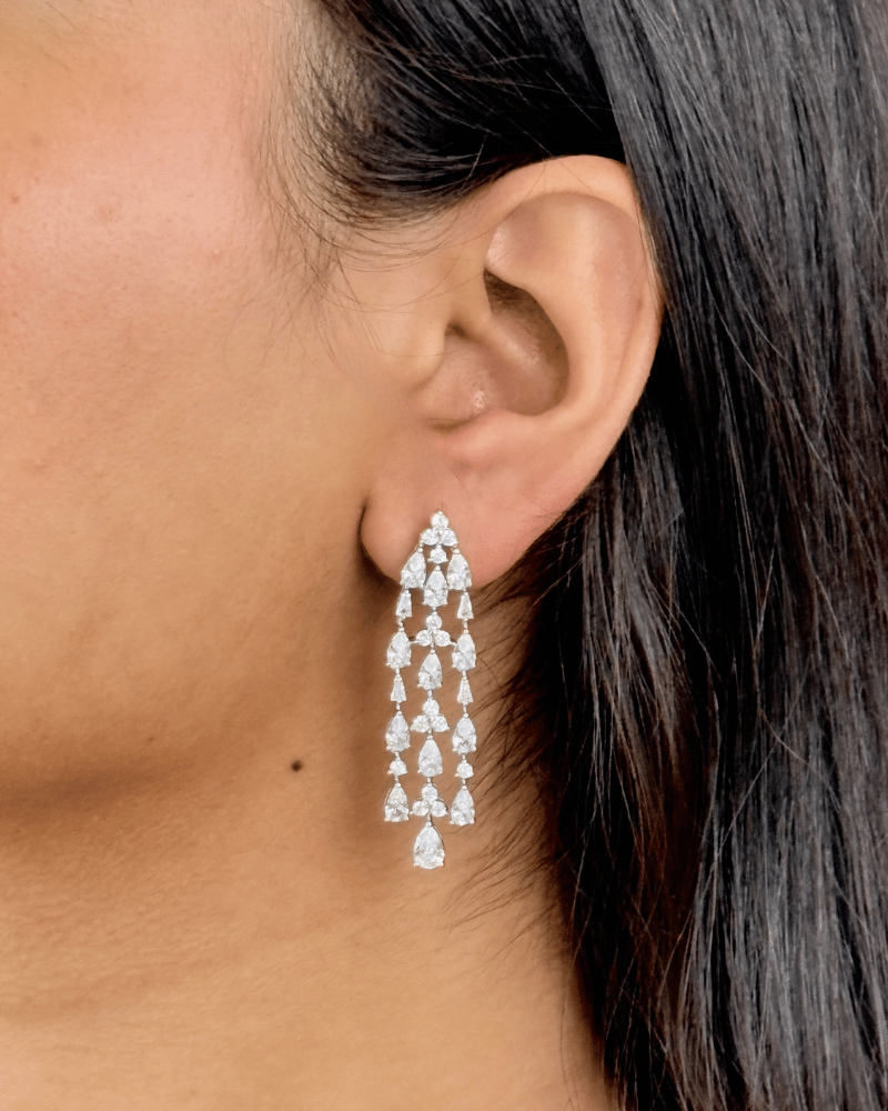 Waterfall Crystal Necklace | Rhodium Plating