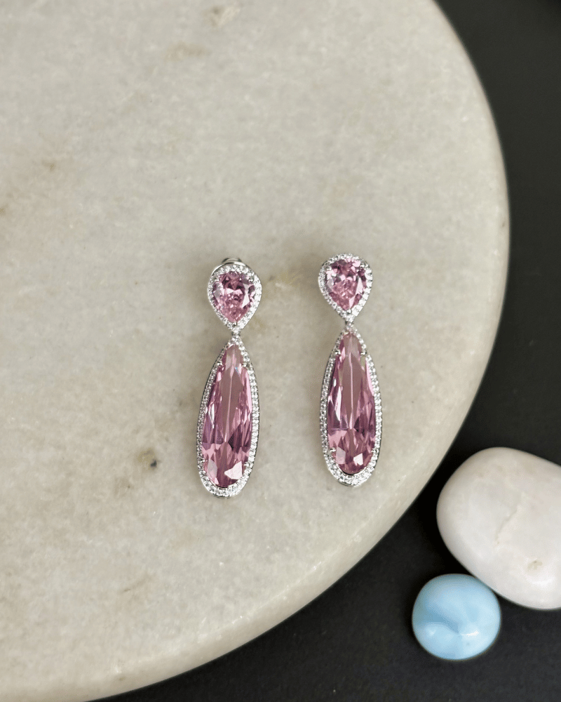 Medina Crystal Danglers | Rhodium Plating
