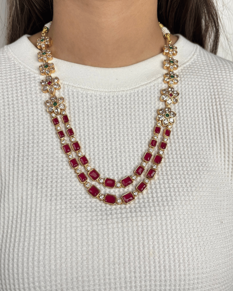 Reverse AD Gulmohar Necklace | 18K Gold Plating