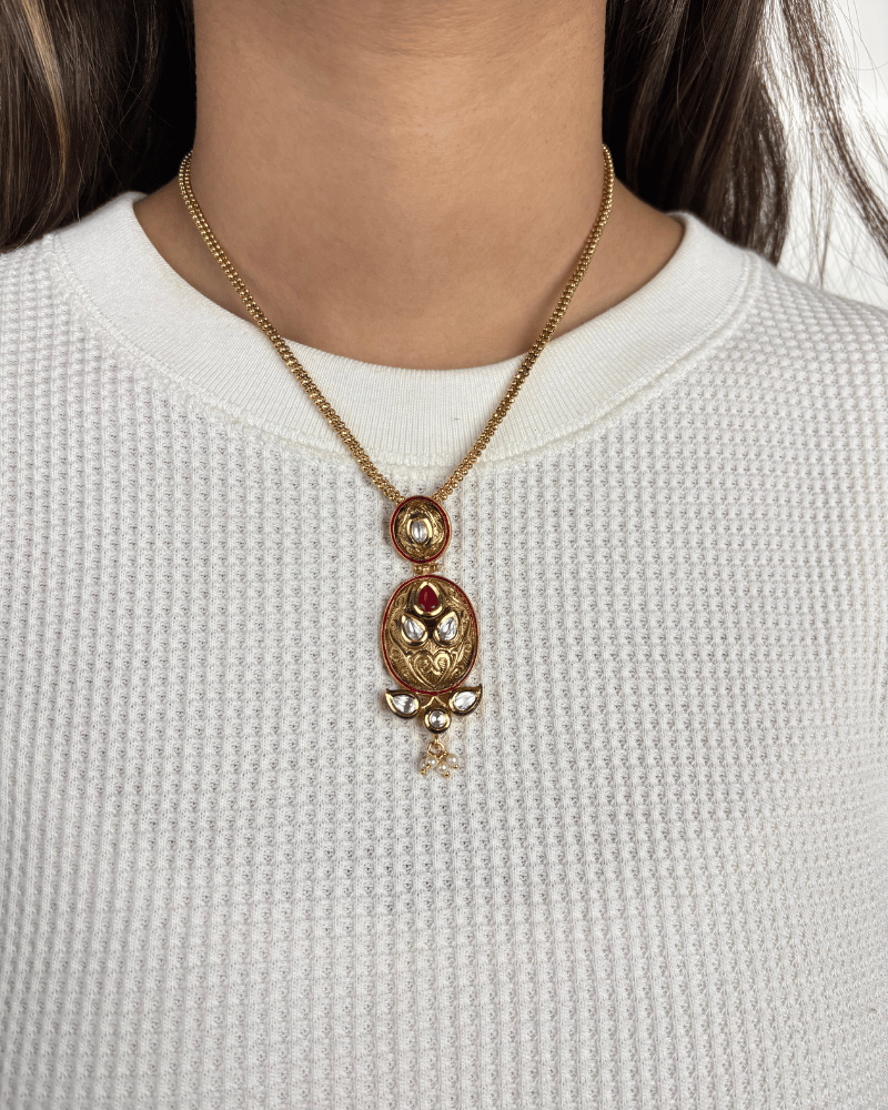 Aaravi Kundan Drop Pendant Set | Mint Work | 18K Gold Plating