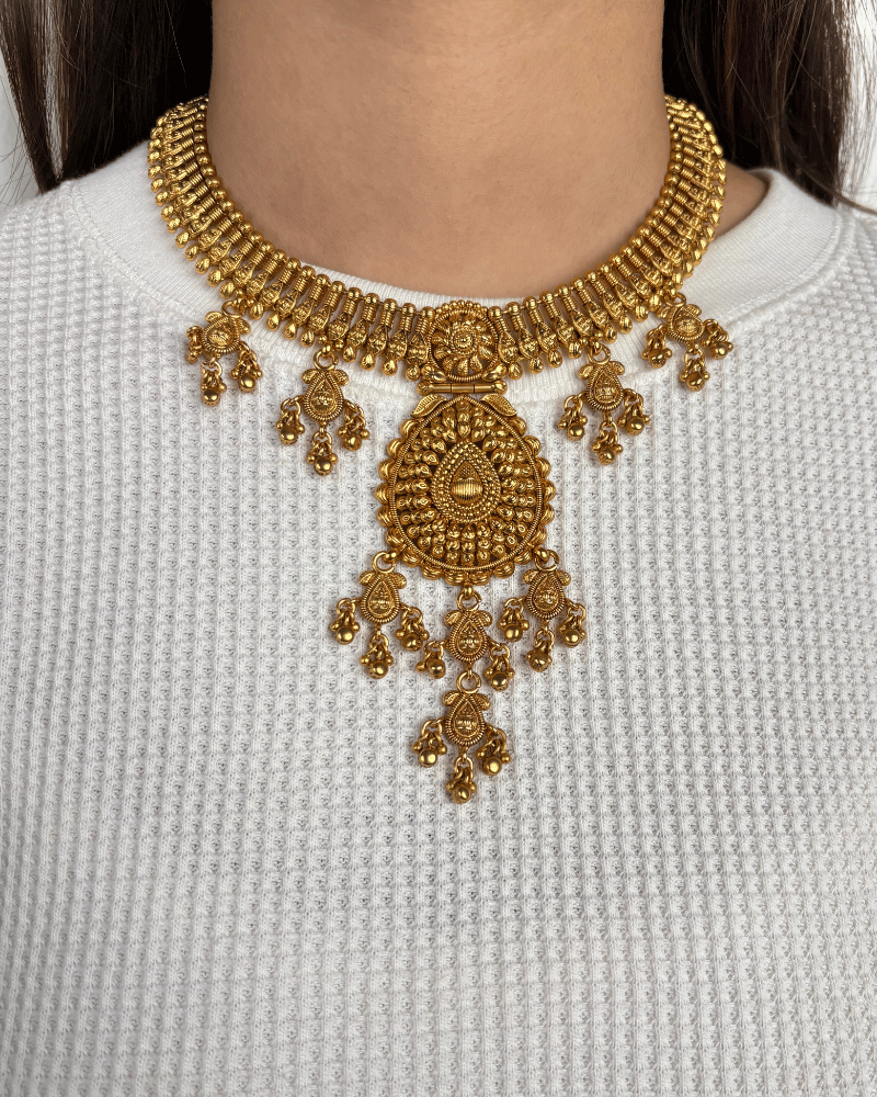 Adhira Heritage Golden Necklace | 18K Gold Plating