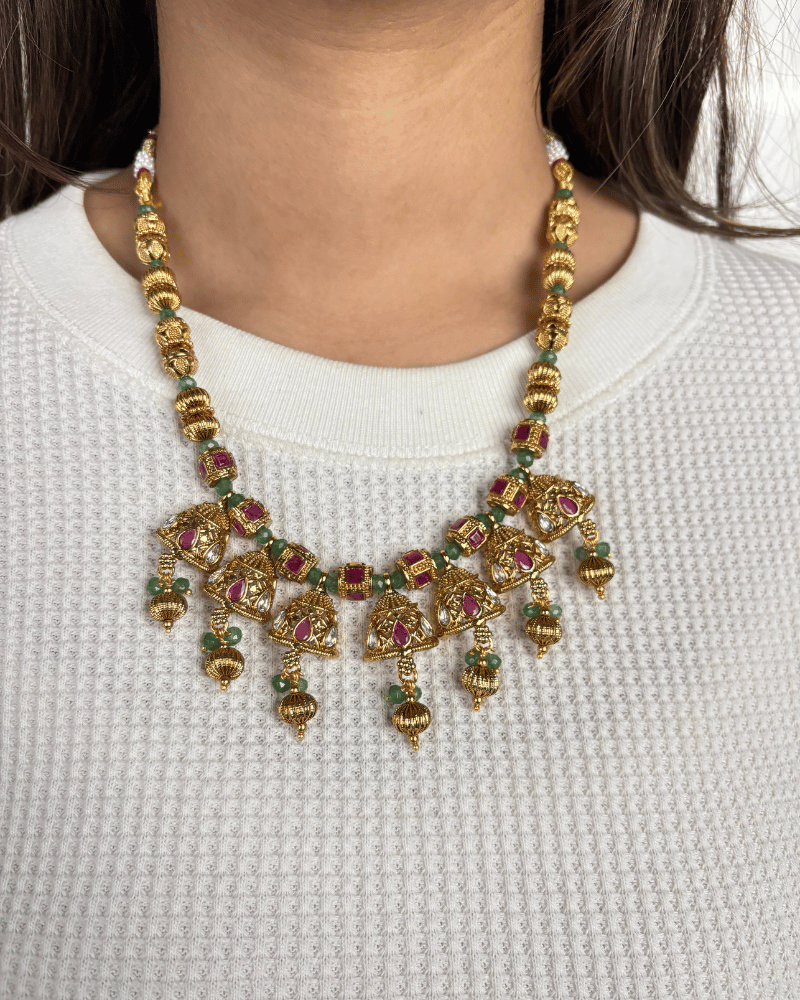 Rajwada Jhumka Motif Necklace
