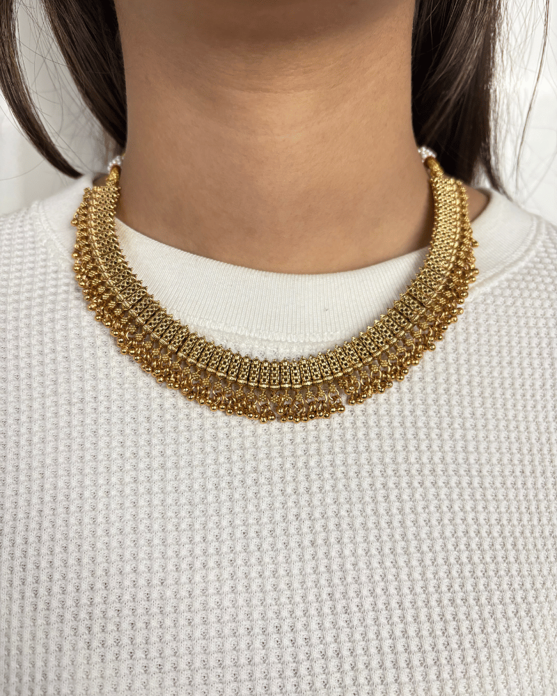 Golden Bead Drops Necklace