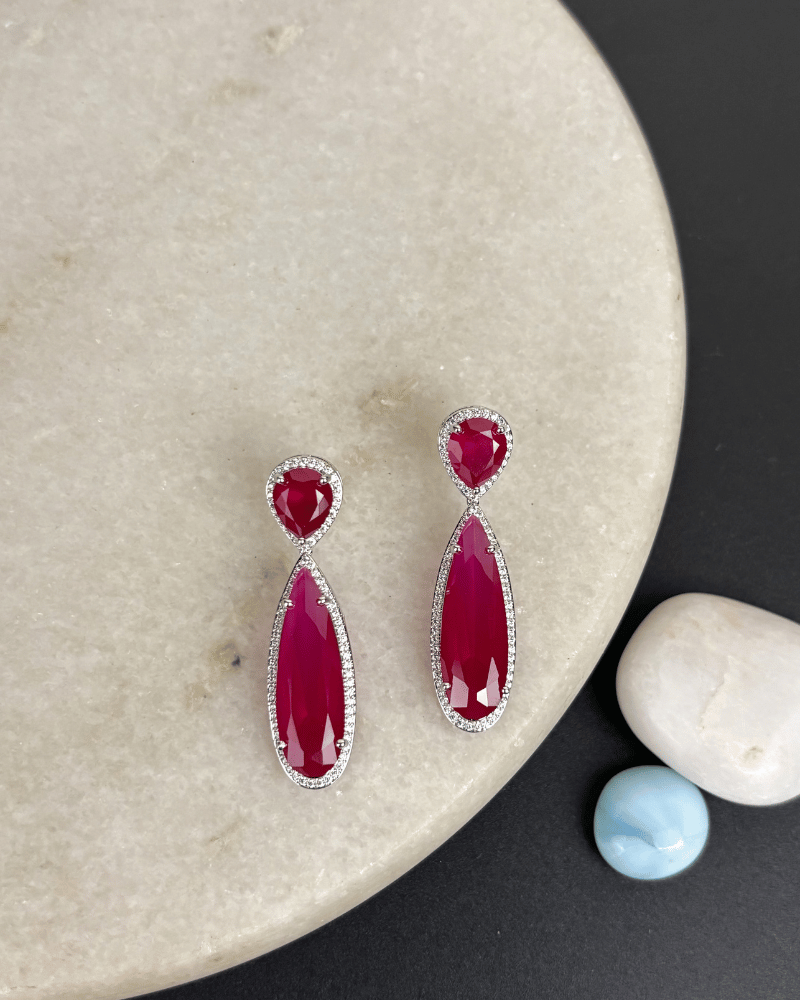 Medina Crystal Danglers | Rhodium Plating