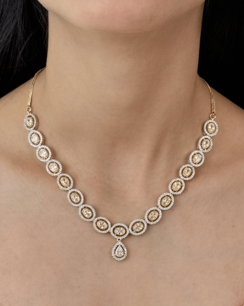 Regal Teardrop Diamond Necklace