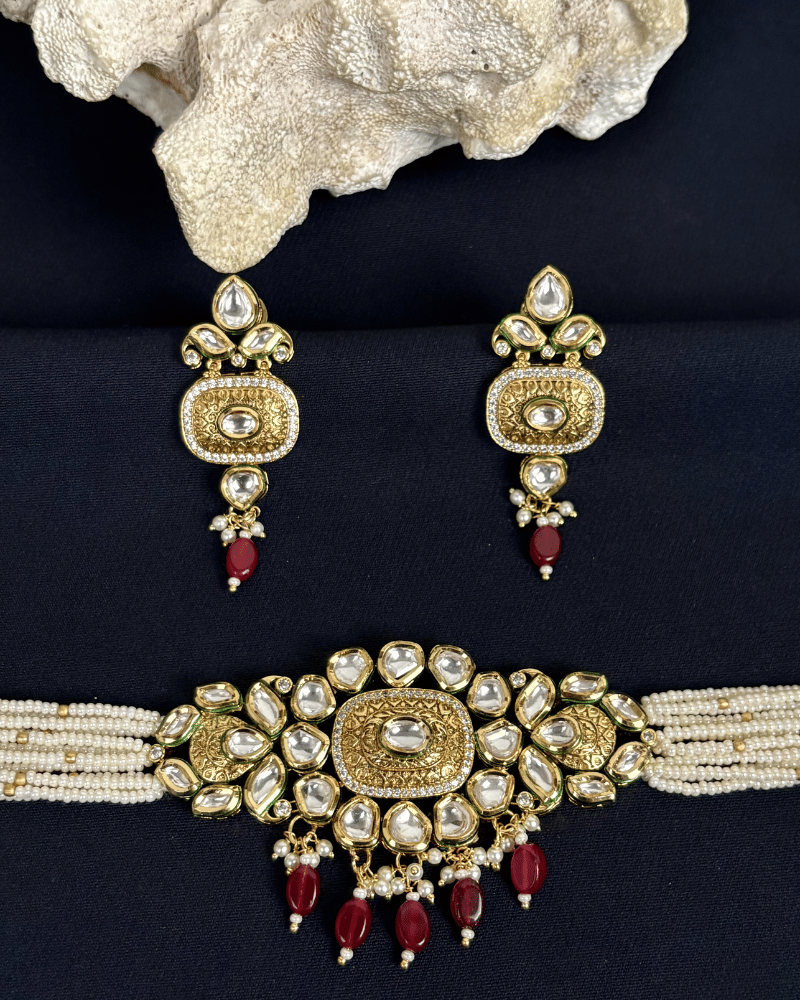 Simar Kundan Choker With Ruby Drops | Mint Work