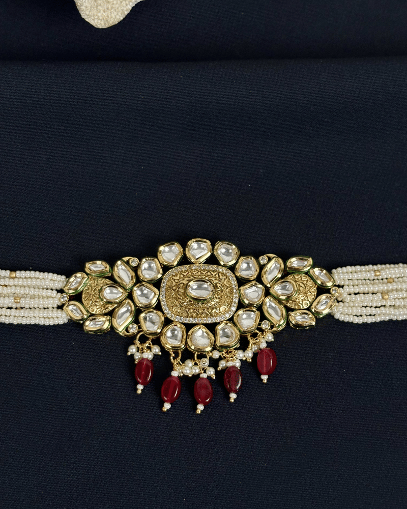 Simar Kundan Choker With Ruby Drops | Mint Work