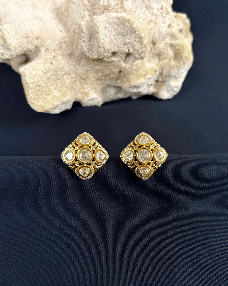 Moissanite Studs | Screw Back | 18K Gold Plating