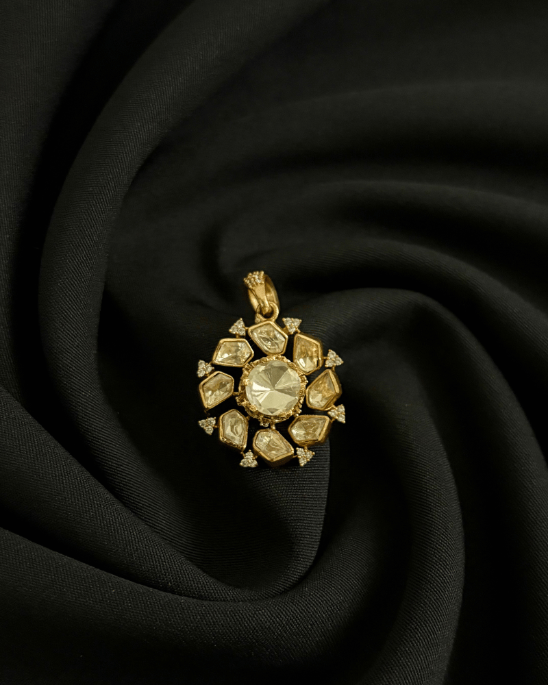 Suryika Bloom Moissanite Pendant | Screw Back | 18K Gold Plating