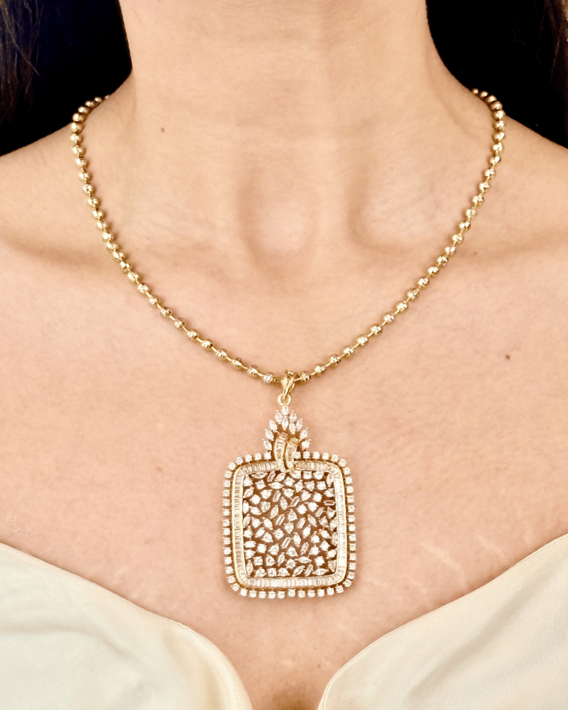 Lumina Frame Diamond Pendant Set | Without Chain | Big Size