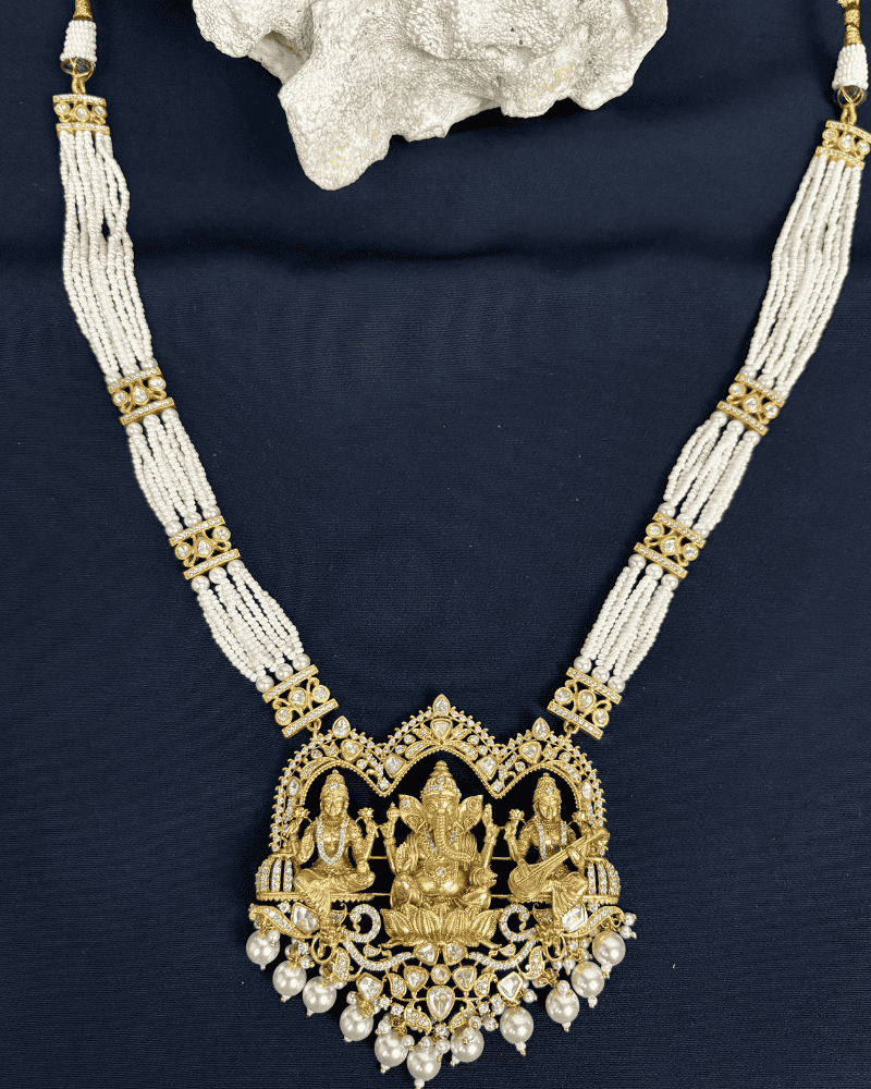 Divya Ganesh Darbar Moissanite Rani Haar | Screw Back | 18K Gold Plating