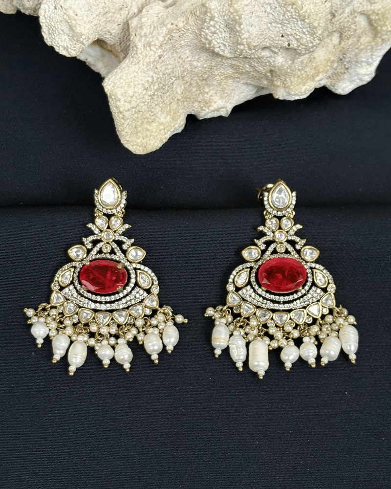 Three Layer Victorian Polki Haar With Ruby Stones