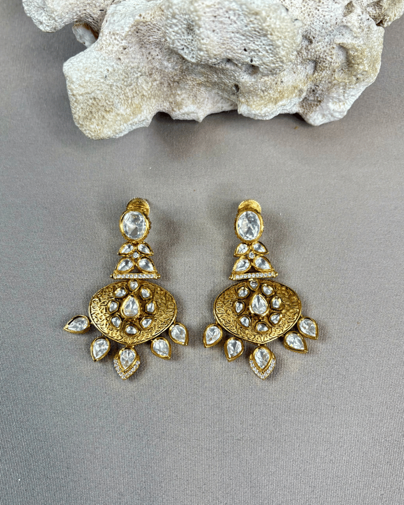 Kundan Danglers With Mint Work | 18K Gold Plating