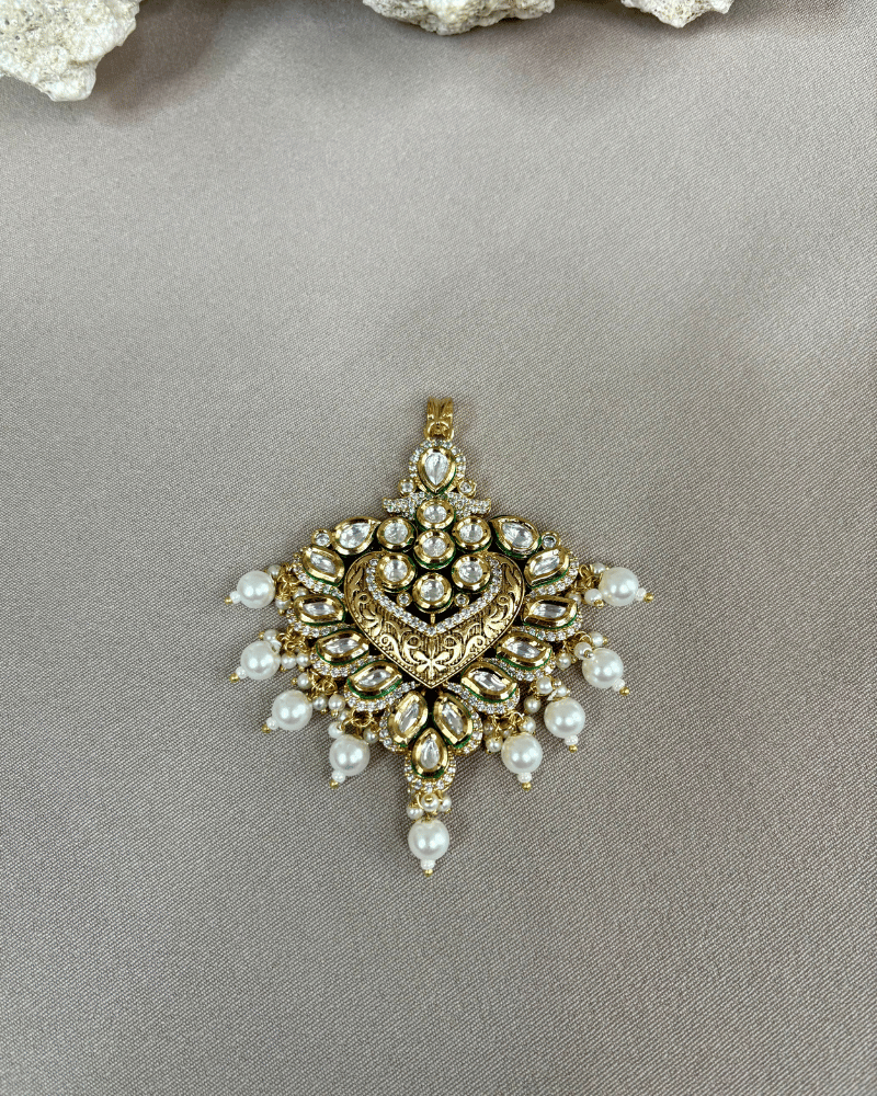 Naaz Pearl Drop Kundan Pendant Set | 18K Gold Plating