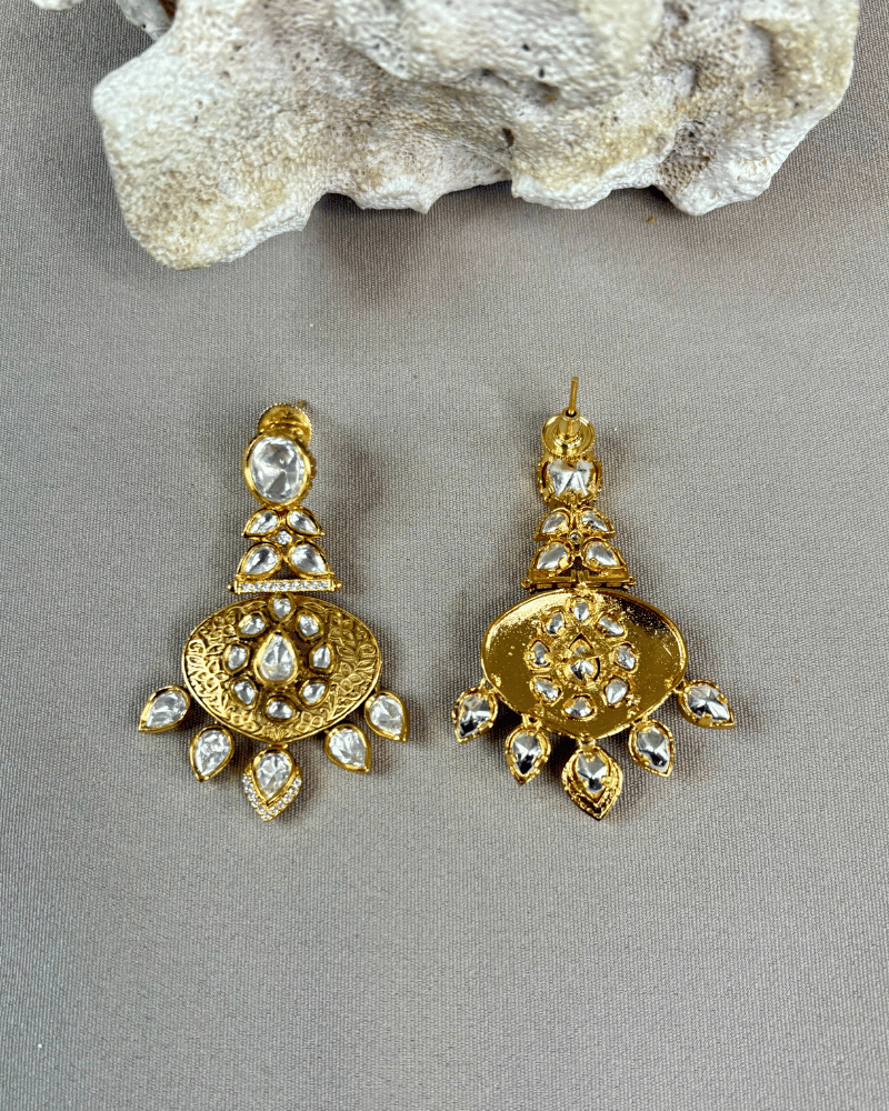 Kundan Danglers With Mint Work | 18K Gold Plating