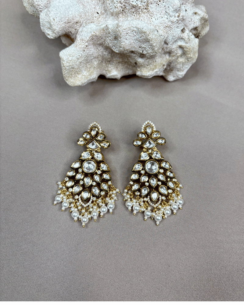 Kundan Danglers With Pearl Drops | Big Size