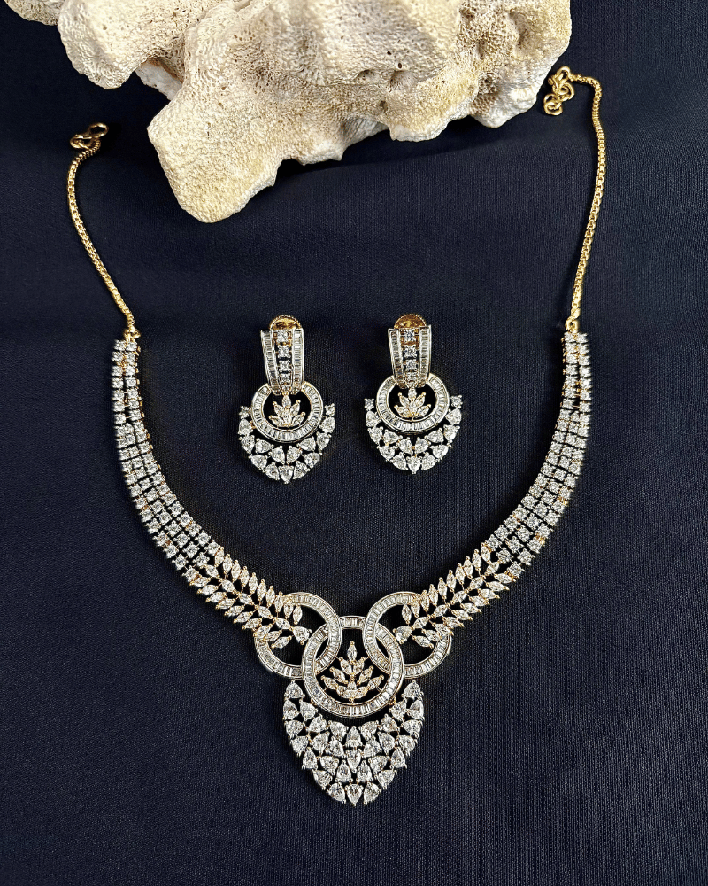 Trio Diamond Fall Necklace