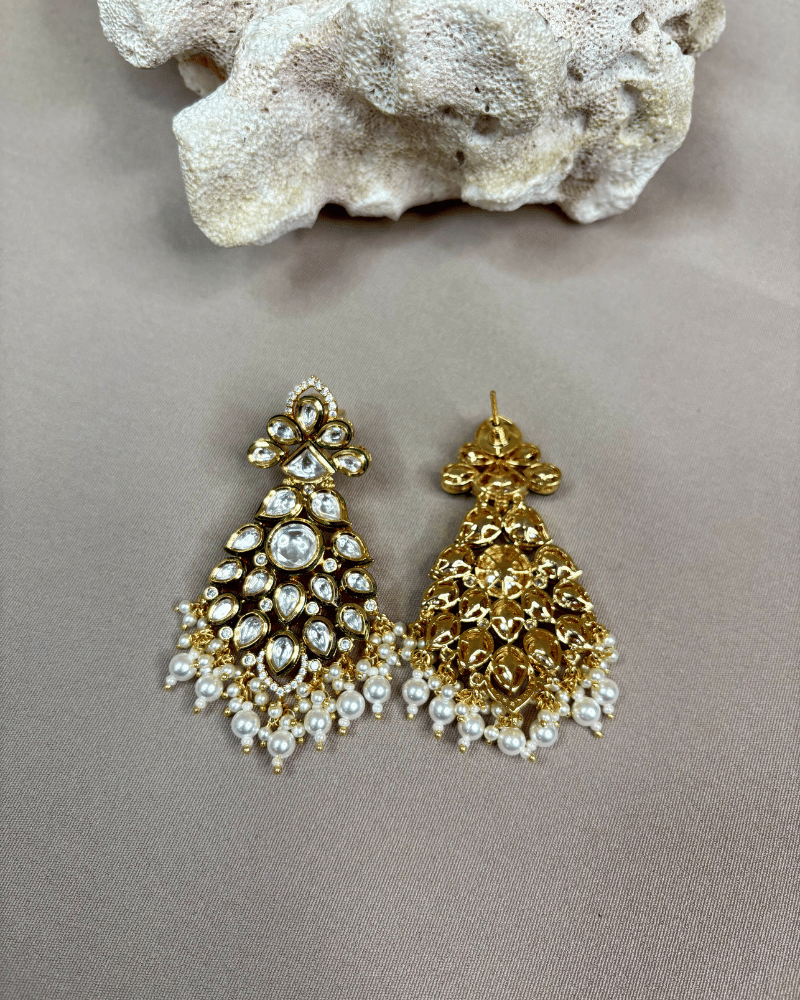 Kundan Danglers With Pearl Drops | Big Size