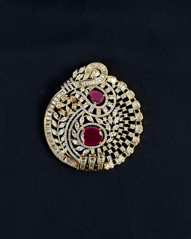 Dual Ruby Grace Diamond Pendant Set | Big Size