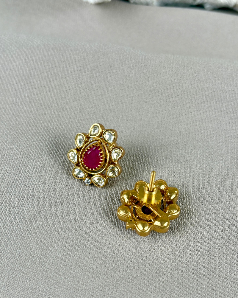 Ruhani Ruby Moissanite Studs