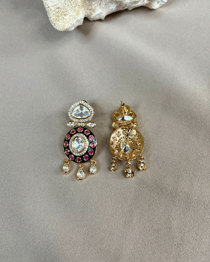 Ruhaniya Pink Polki Danglers | 18K Gold Plating