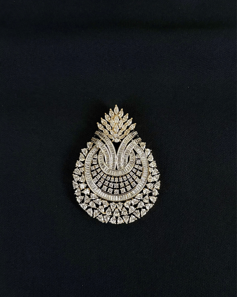 Riyasat Paisley Diamond Pendant Set | Big Size