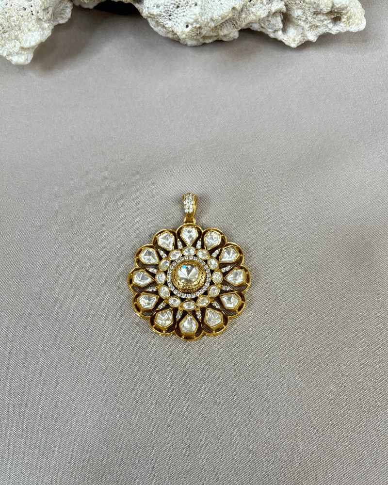 Sunehri Moissanite Pendant Set | 18K Gold Plating