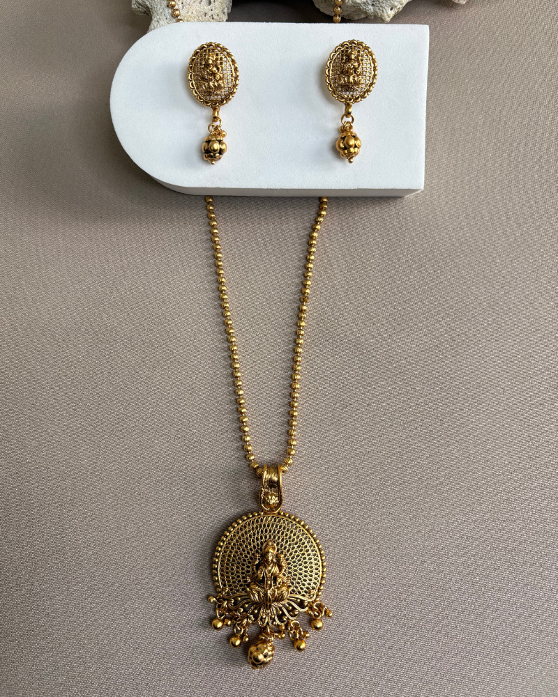 Golden Laxmi Pendant Set
